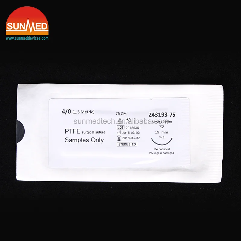 
PTFE surgical sutures USP4-0 pure polytetrafluoroethylene USP4/0 75cm 3/8circle reverse cutting 