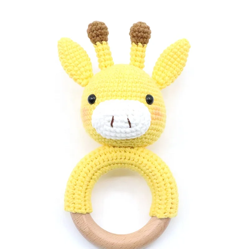 Высококачественное деревянное кольцо из бука, детская погремушка ручной работы в форме жирафа