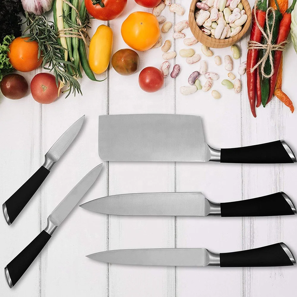 Professional 9pcs stainless steel chef kitchen knives set for kitchen wholesale professional hollow handle kitchen knife set