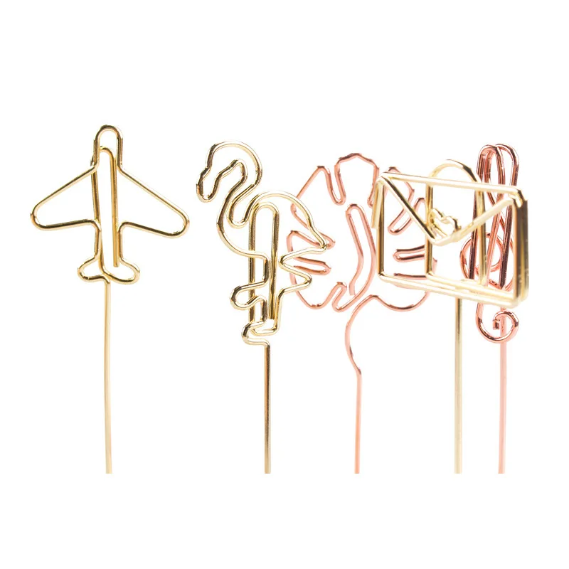 Custom Metal Rose Gold Airplane Table Number Stand Place Card Holders Wire Metal Memo Clip Photo Picture Note Name Menu Holder