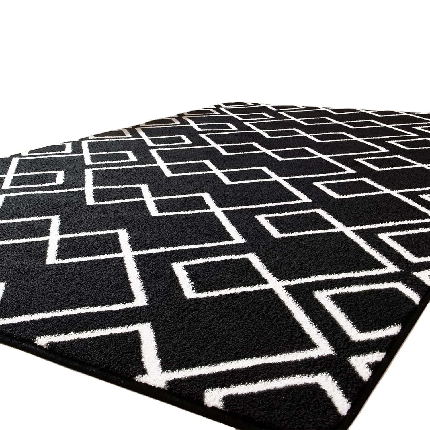 Geometric pattern modern area rug for living room black rug for bedroom with memory foam rug for bedroom decoration