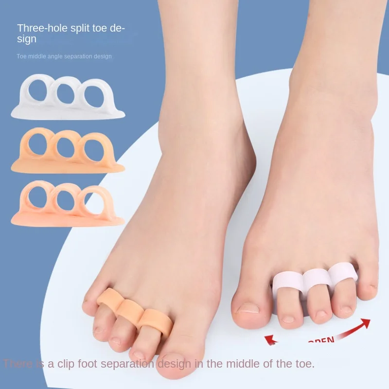Three-Hole Silicone Gel Toe Separator with Overlapping Hammer Valgus Separation Bending Deformation Wearing for Foot Correction