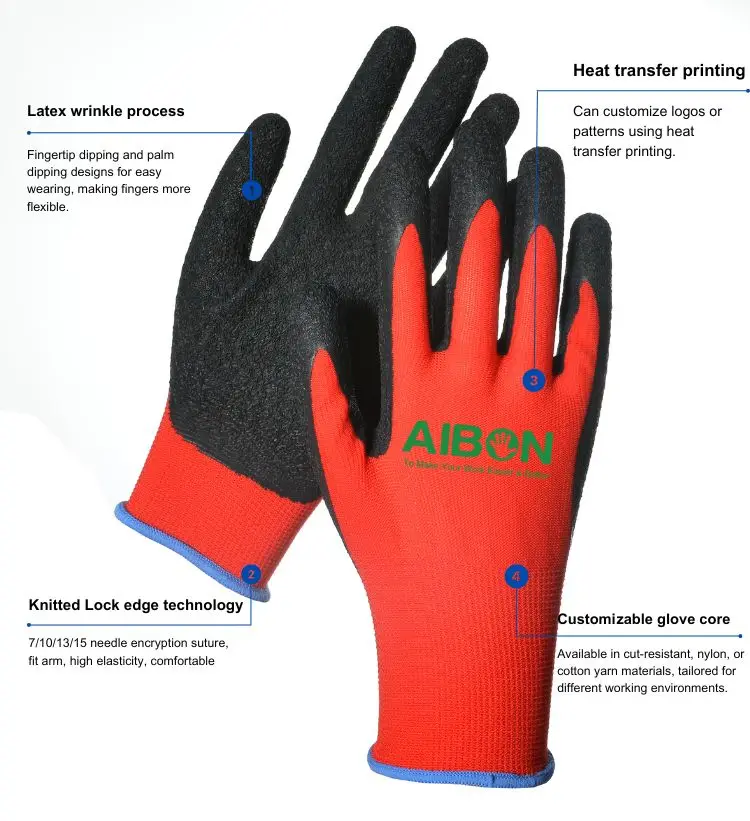 Hot Selling New Arrival Anti Impact Abrasion Agriculture Latex Sandy Coat Safety Work Gloves Factory
