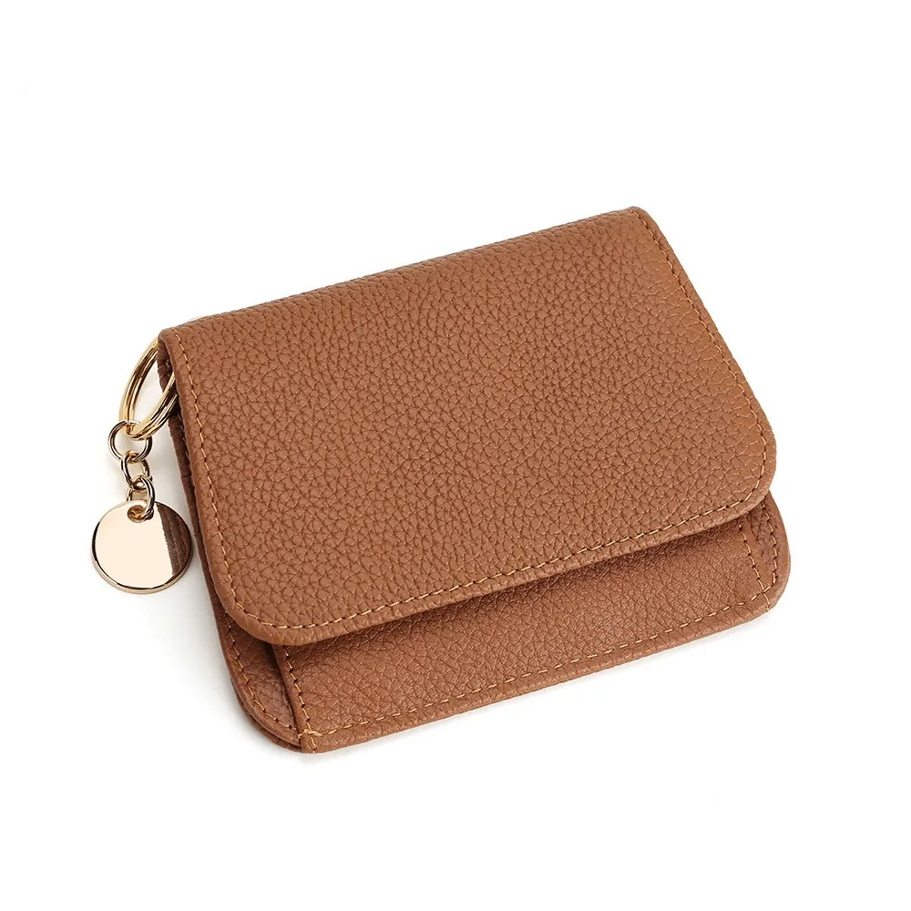 Genuine leather fashion small female purse bifold zipper short clutch woman wallet