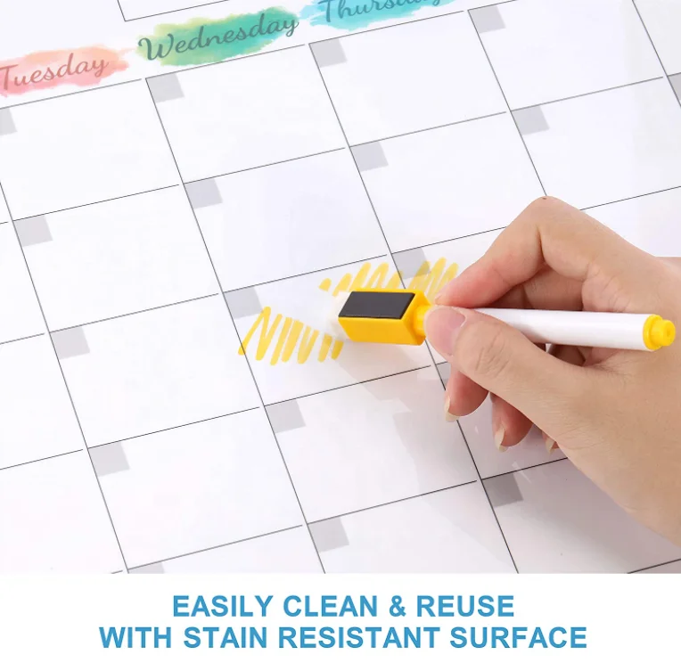 White Board Dry Erase - Weekly Calendar Whiteboard for Fridge, Grocery List Magnet for Family Planner Kitchen Schedule Board