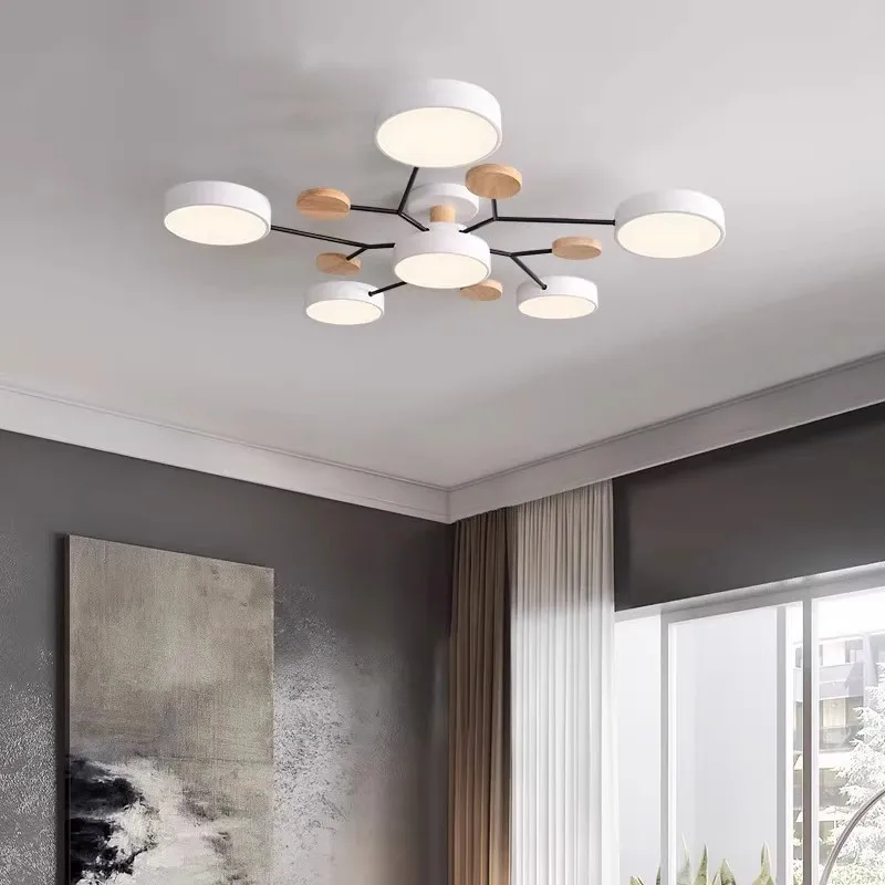 Nordic Home ceiling lighting chandelier Macaron wood led ceiling light for living room hotel dinning room