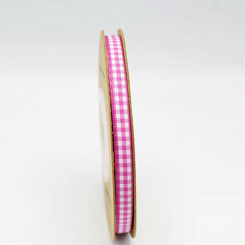 
Factory direct sale 6MM High quality Gingham ribbon for festival decroation gift box packing hair bow ribbon roll 