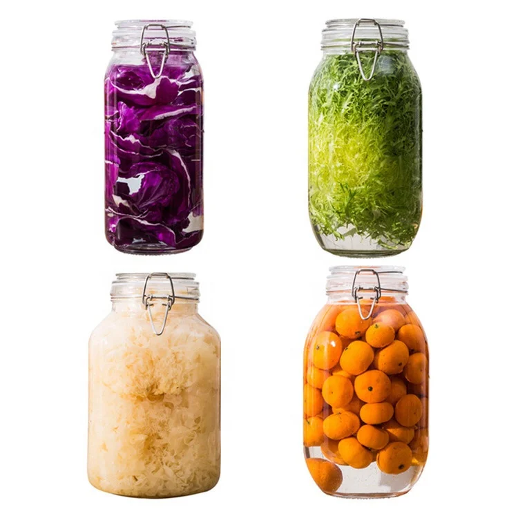 
Best 2L Large Storage Airtight Seal Lock Lid Glass Jar for Kitchen 