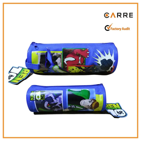 custom 600D cute dora cartoon printed round pencil case for kids