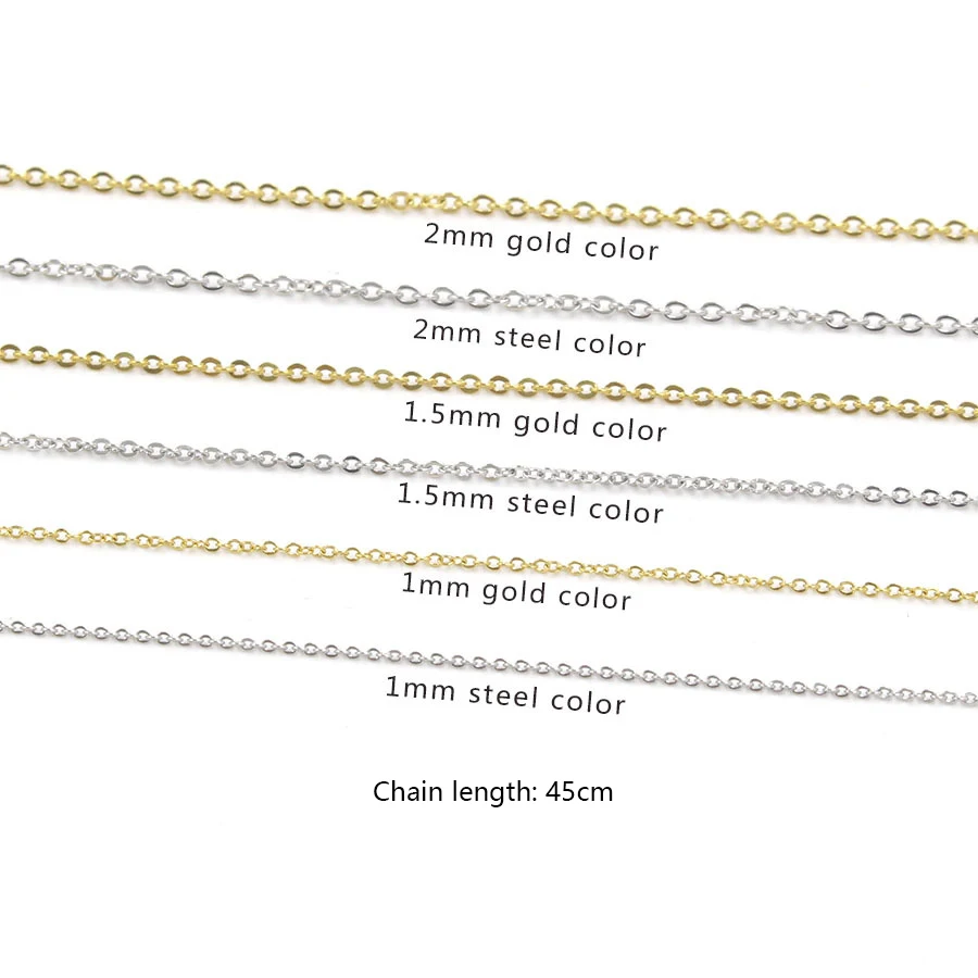 1mm 1.5mm 2mm 45cm Stainless Steel O Chain 18K Gold Vacuum Plated Non-fading DIY Chain Necklace