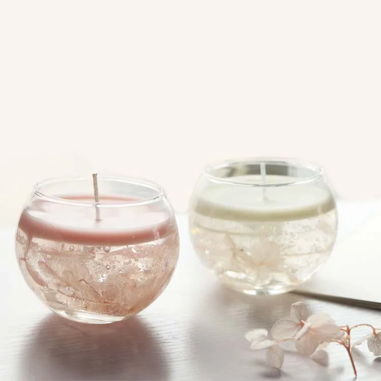 
Promo 5.5*5.5cm Transparent Clear Glass Round Gel Wax Icecream Luxury Gift Set Scented Candles with Packaging 