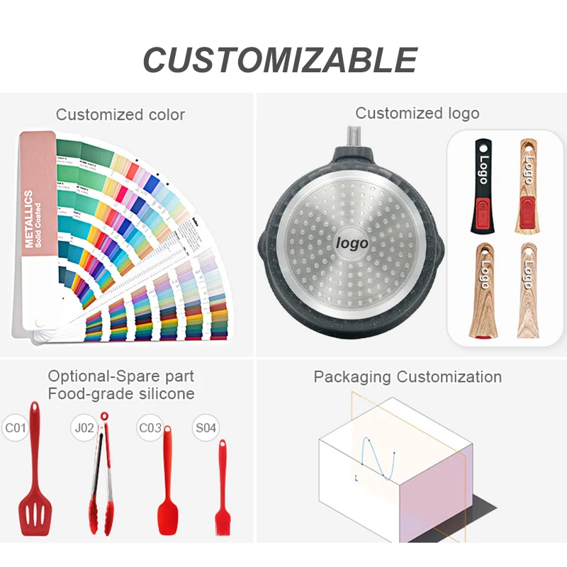 BOBIKUKE Hot Selling Kitchen Non Stick Soup Cookware Sets German Black Pot And Pans Unique Cookware Set