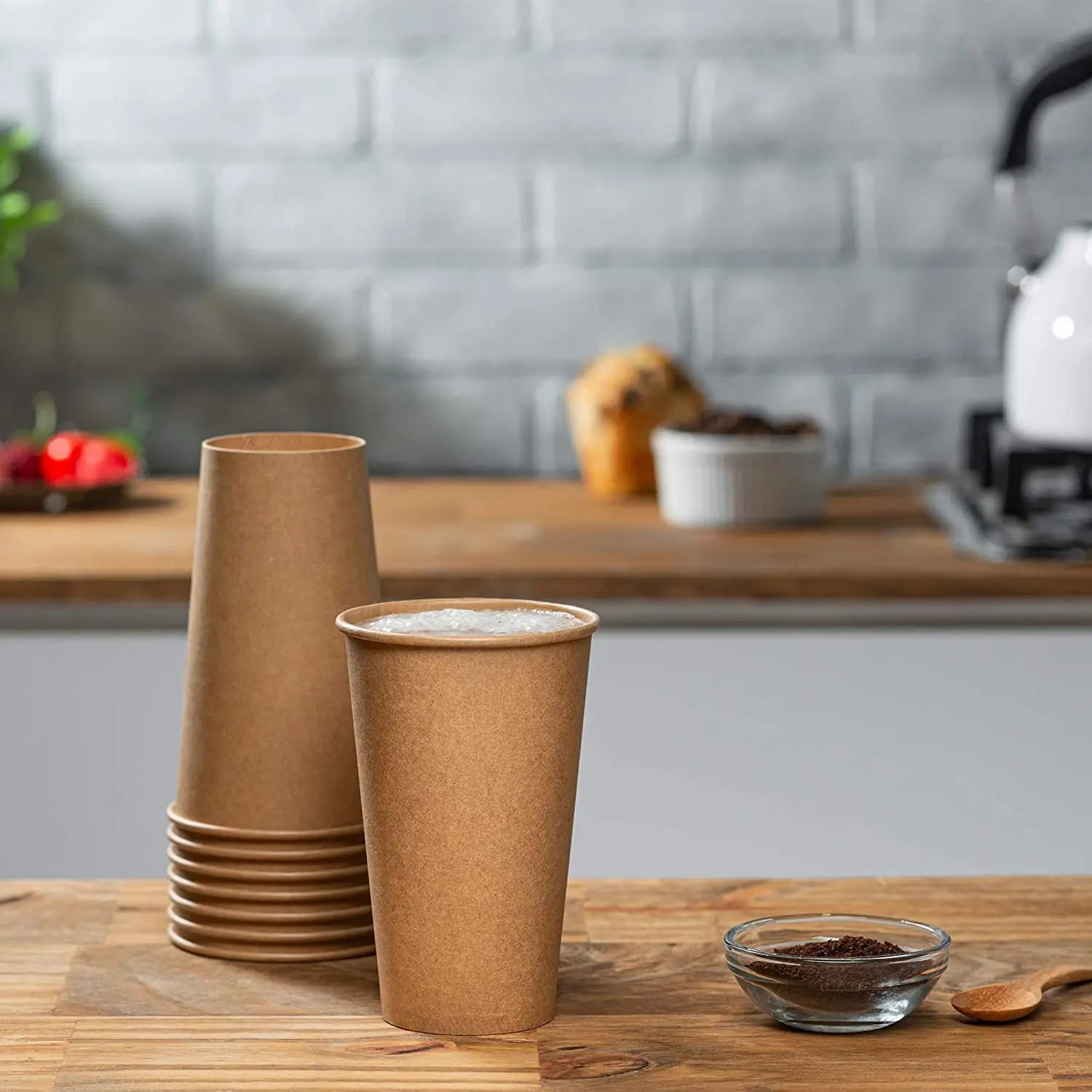 100% Plastic Free Coating 8oz 12oz 16oz Disposable Single Double Wall Paper Cup Paper Coffee Carton Cup