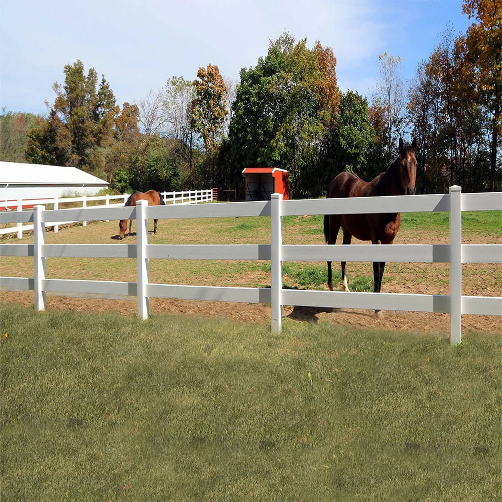 FenTech plastic vinyl horse paddock fence post ,3 rail pvc horse fence