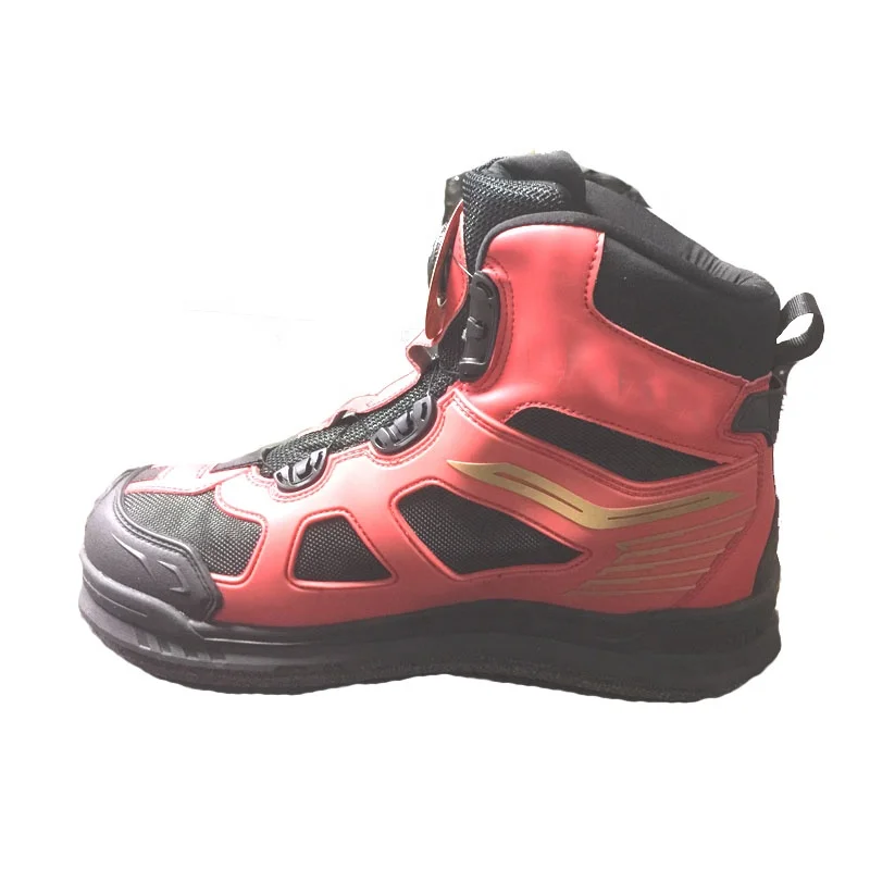fishing shoes detachable felt out sole  Anti-slip steel spike rock fishing boot Flexible Crampons fast spin lace up wading shoes