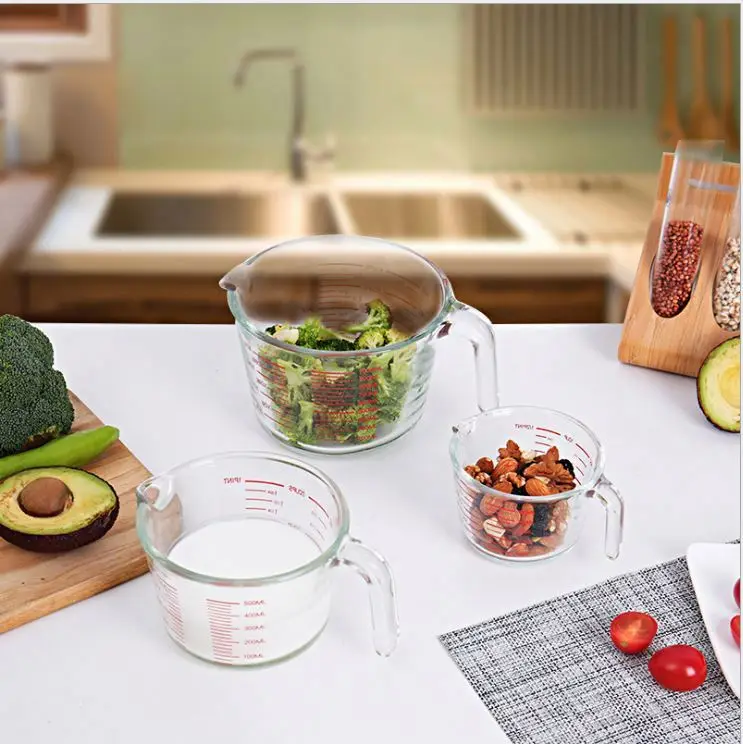 Glass Measuring Cup Set 3-Piece Microwave and Oven Safe Clear
