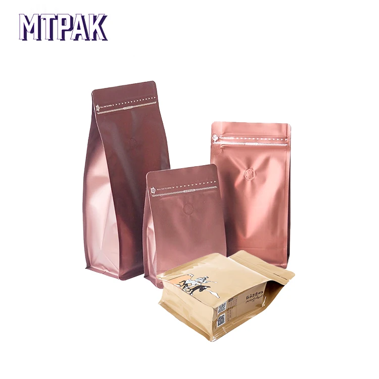 1000g 500g 250g custom logo printed one way valve flat bottom pouch coffee packing bag