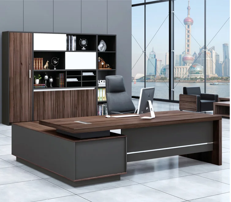 Chuangyue Modern large L-shaped boss desk medium density fiber wood is suitable for school offices