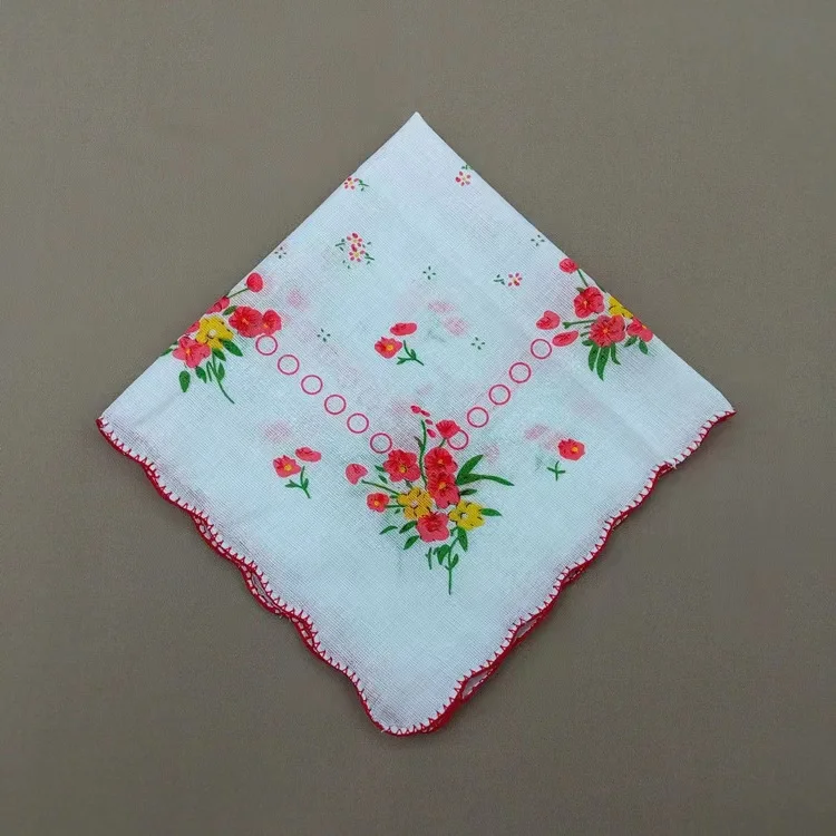 Cotton Handkerchief Floral Embroidered Fashion Women Handkerchiefs Flower Lady Hankies Mini Square Scarf Pocket Towel