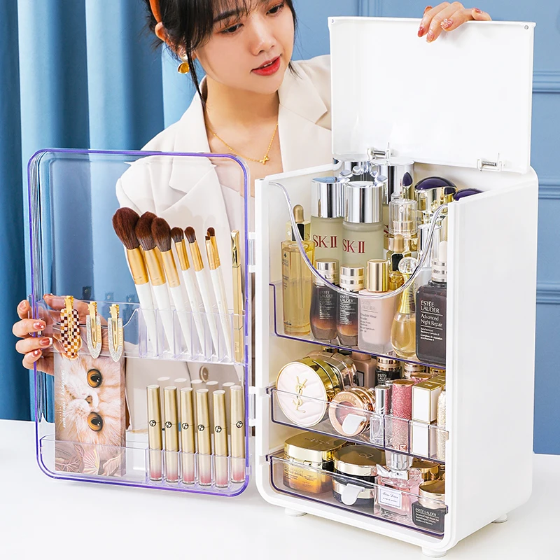 HAIXIN High Capacity Transparent Makeup Organizer American Style Eco-Friendly Cosmetic Storage Box Rectangle Shape