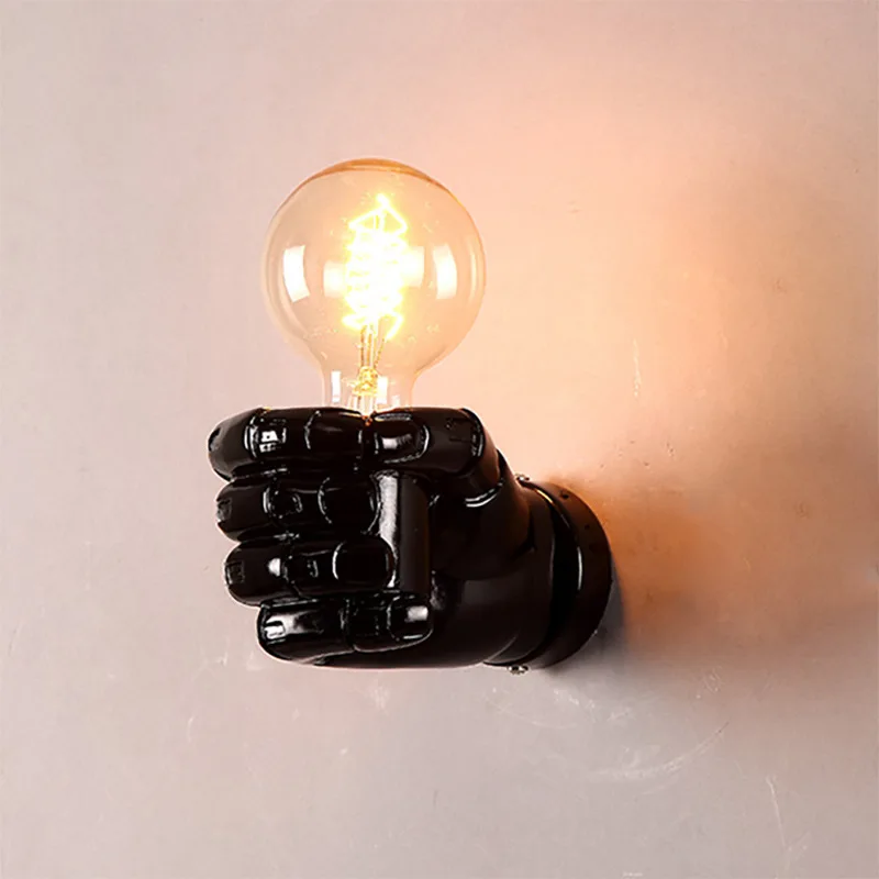 Vintage Resin Fist Wall Lamps LED Bulbs Corridor Lights Bedroom Living Room Wall Light Holder Home Decoration E27