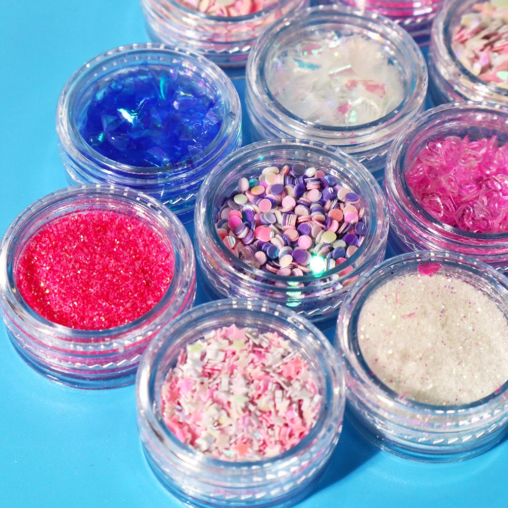 12 Colors Mixed Nail Glitter Set Art Sticker 3d For Women