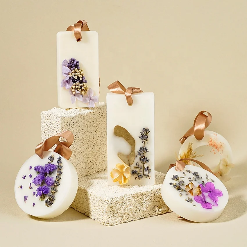 Newest Wholesale Custom Handmade Aroma Dried Flower Leave Petal Bud Home Decor Scented Wax Tablets