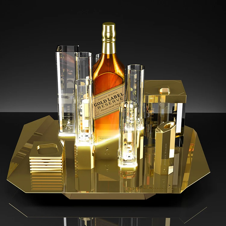 Fashionable Acrylic Plastic Led Light Bottle Holder Bar Wine Bottle Store Display