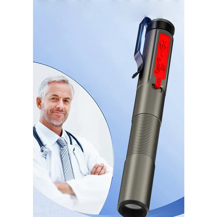 New high quality Mini Portable Pocket Flashlight Type C Charging Mini Led pen light With Clip