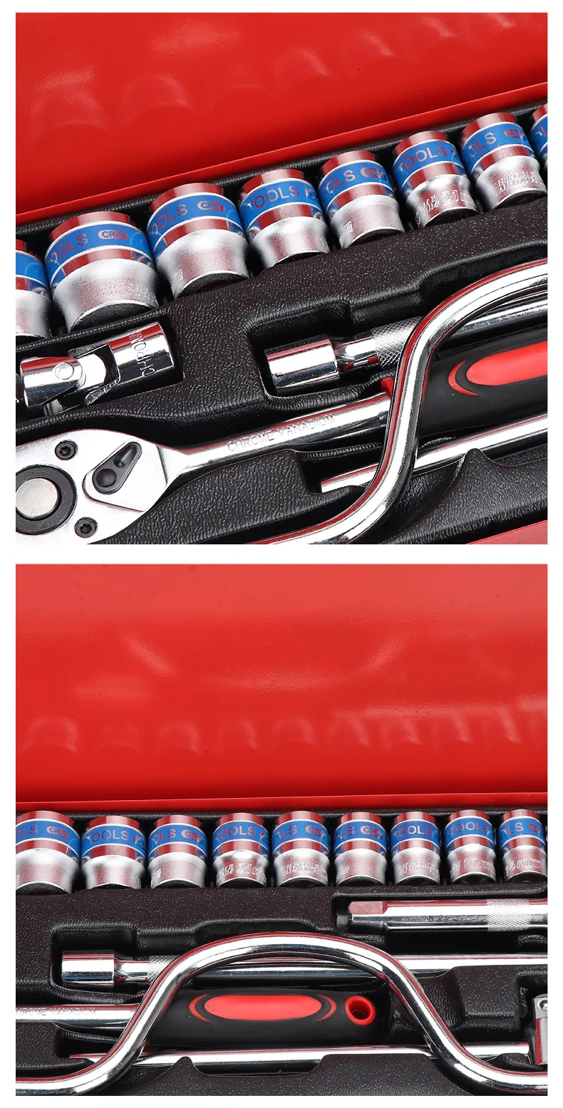 24 pieces 6 Point Hand Tool Set 1/2 Inch Ratchet Wrench Socket Set