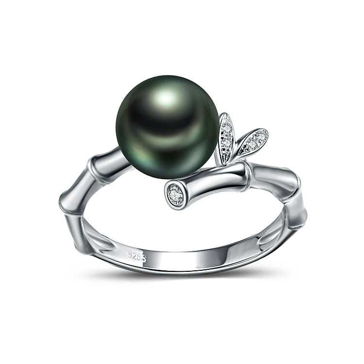 
Latest original design 18k white gold diamond tahitian pearl ring jewelry 