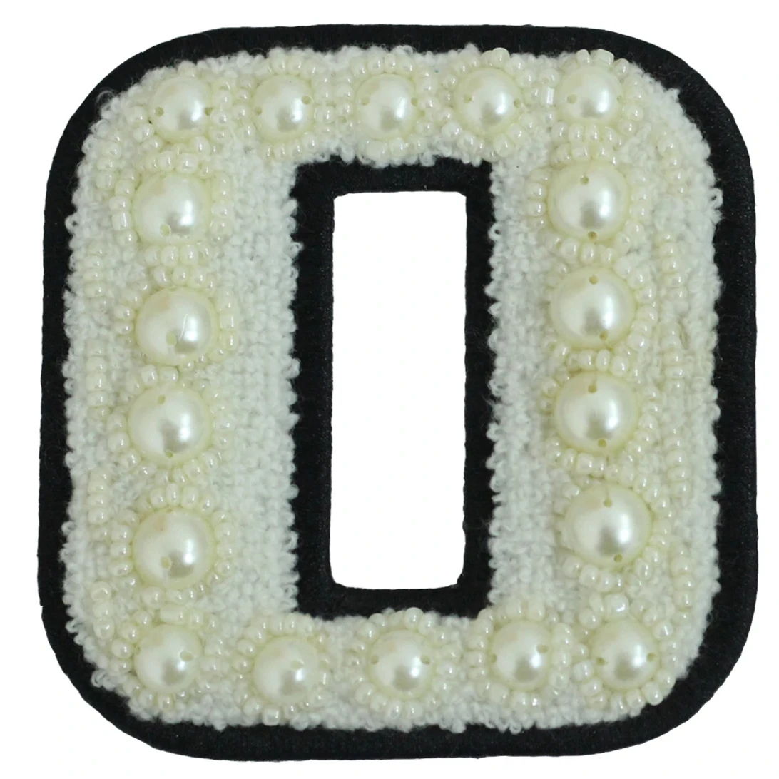 Iron On Alphabet Patch Pearl Custom Rhinestone Patch Hat Heat Press And Chenille Patches Embroidered Logo Chenille