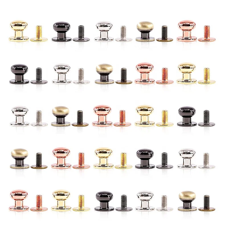 Various Sizes Purse Handbag Brass Flat Studs Rivets Belt Screw Back Spike Metal Rivet for Shoes