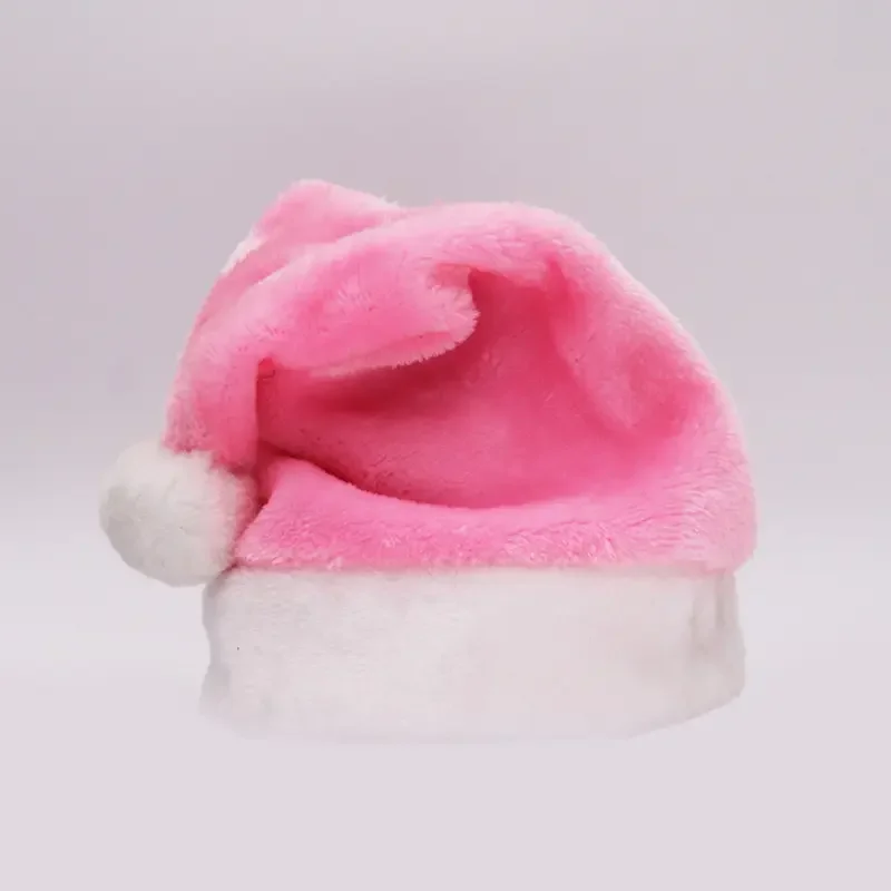 Christmas Party Decoration 29*39 Short Plush Christmas Santa Gift Hat Red Pink High Grade Velvet Adult Christmas Hat