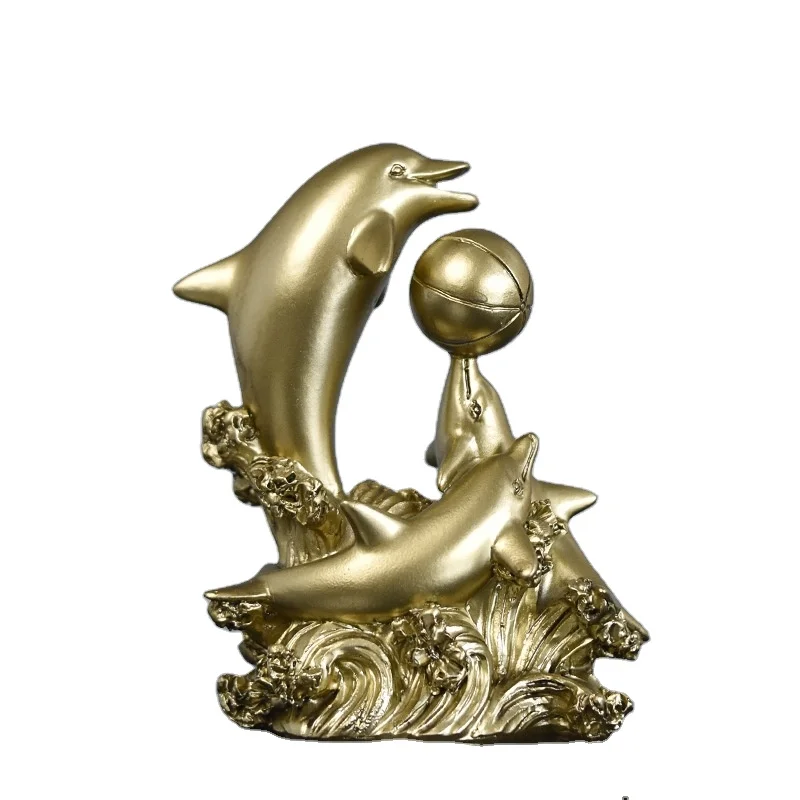 Sea Dolphin Statue Decor For Home Custom Resin Animal Decoration Home Furnishing Fashion Luxury Elegant Wedding Gift Collectible