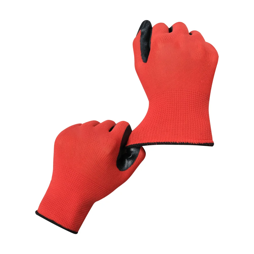 Custom Logo 13 Gauge Polyester Nitrile Coated Gloves Guante Protective Work Safety Gloves Cheap
