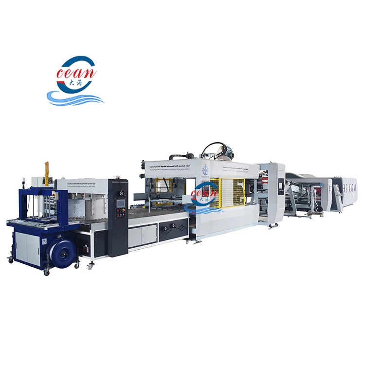 Fully adsorption automatic carton making line corrugated cardboard folding gluing linkage line