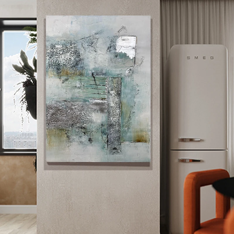 Wall Picture Textured Canvas Abstract Abstract Art Silver foil Painting for Home Decoration