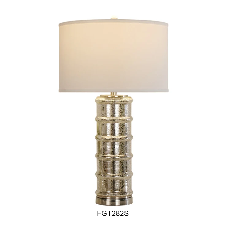 Resin Base Aged Nickel Tall Antique Mercury Glass Bedroom Bed Side Living Room Table Lamps