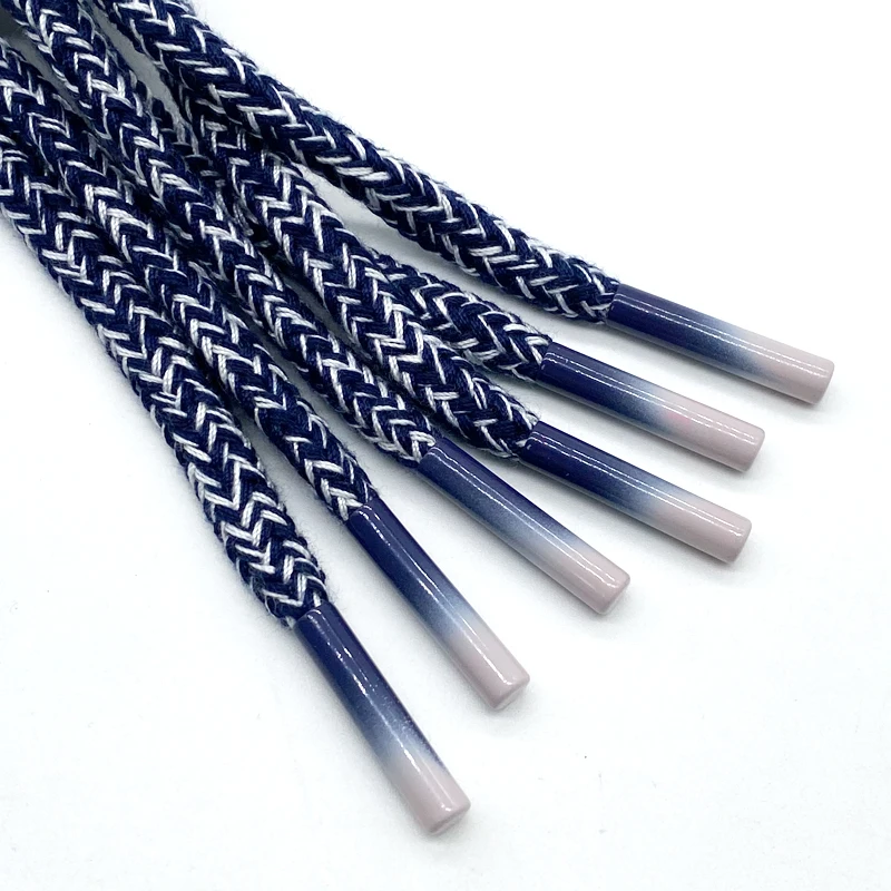 Custom drawstring braided cotton rope drawcord with metal tip Custom logo Metal autumn and winter hoodie rope