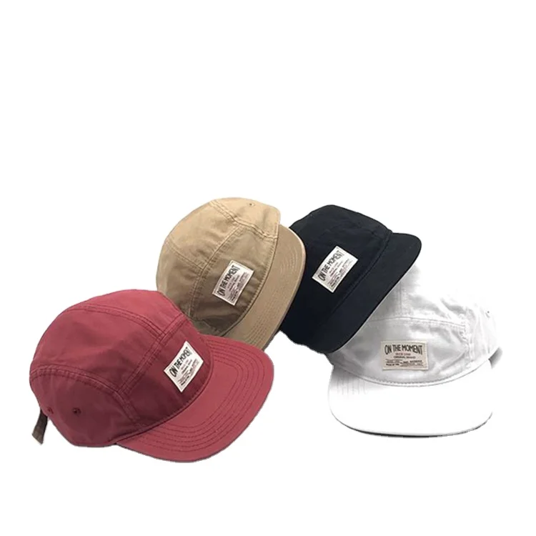 Wholesale Custom Design Your Own Logo High Quality Blank 5 Panel Flat Brim Camp Cap Running Hat