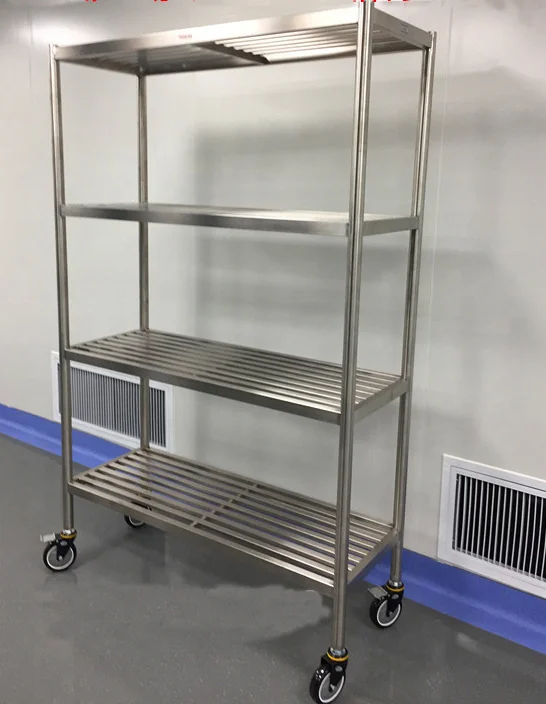Stainless Steel Goods Shelf With Wheels Hospital Furniture Multi-function Instrument Cabinet For Delivering Medicine
