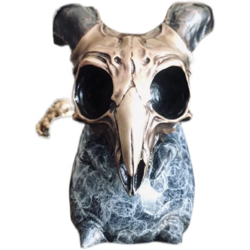 Factory casting copper statue creepyhill solid skull sheep head strange brass little sheep head sculpture