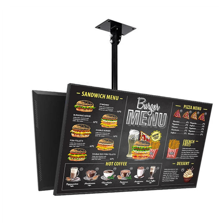 Ultra narrow bezel 32 43 55 inch advertising screen fast food hanging digital menu board restaurant