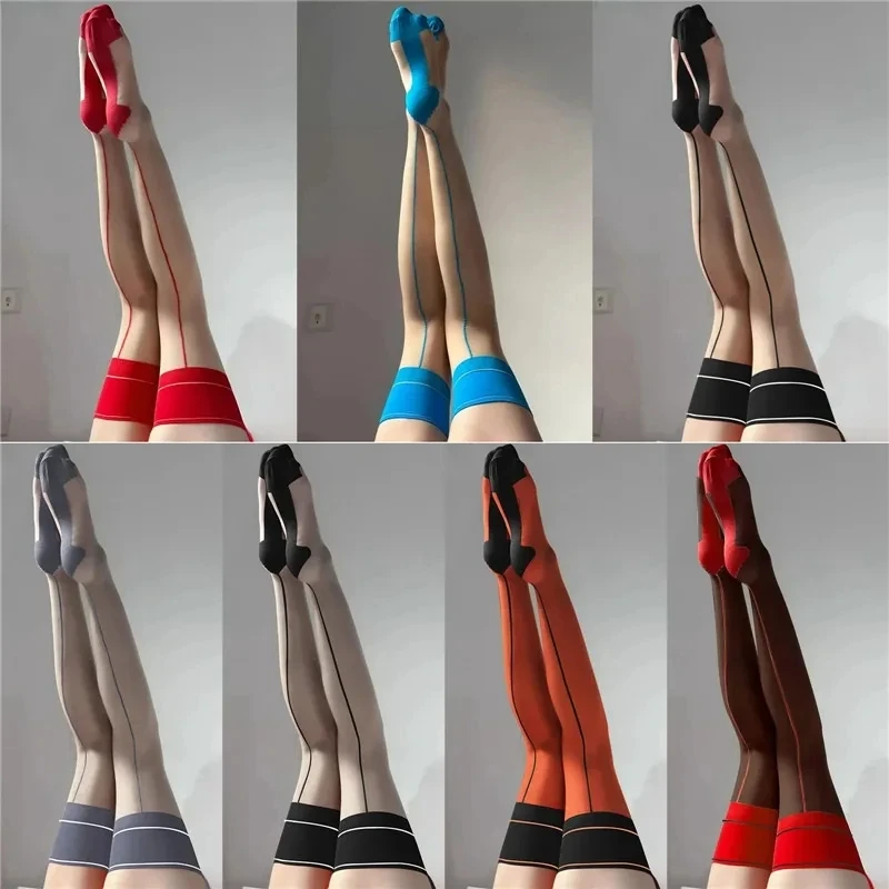 King Mcgreen Star Seamed Stockings With Back Seam Women Over Knee Socks Sexy Fashion Thigh High Thin Hosiery Stay Up Stockings