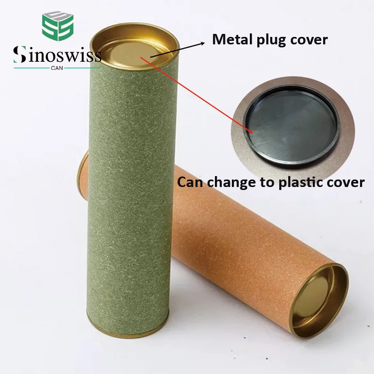 Cardboard Shipping Tube Mailing Poster Packaging Tube Round Box Brown Paper Kraft Tube Metal Lid Plastic Lid
