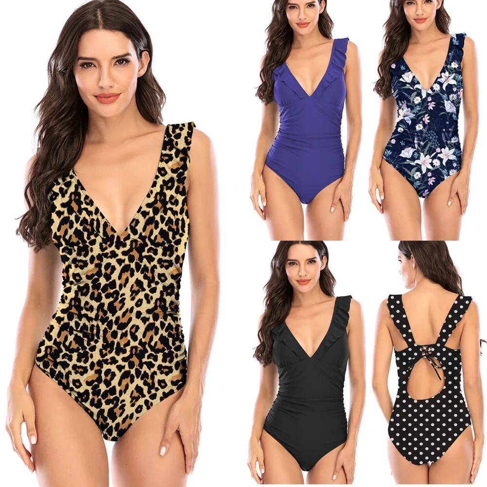 
2021 Moq 1 Biquini Swimwear Women Deep v Sexy Swimming Costumes One Piece Bikini For Women Ladies 