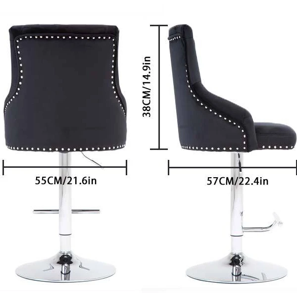 2024 New Hot Sales Modern Bar Stools With Arms Black Velvet Chairs