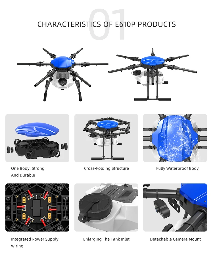 Latest Technology Products 2023 EFT E610P Pesticide Sprayer Aircraft For Farm Use Agriculture Sprayers Drone Frame