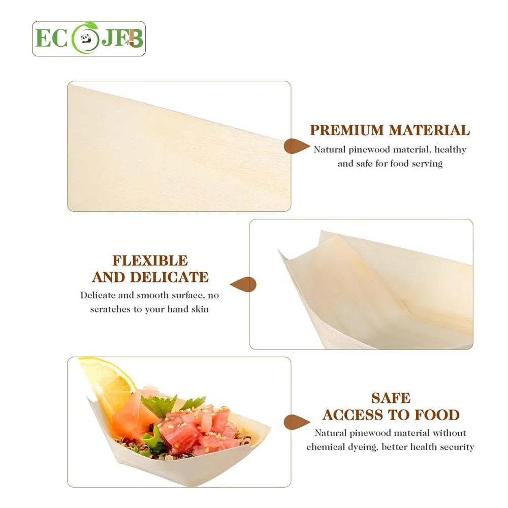 3Inch Disposable Mini Wood Boat Sushi Plates